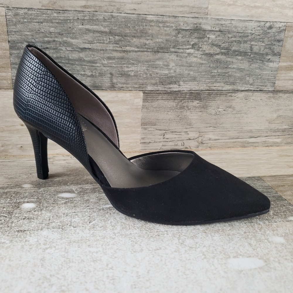 Bandolino Grenow D'Orsay Pump Womens Sz 7.5 M Black Side Cut-Out Pointed Toe